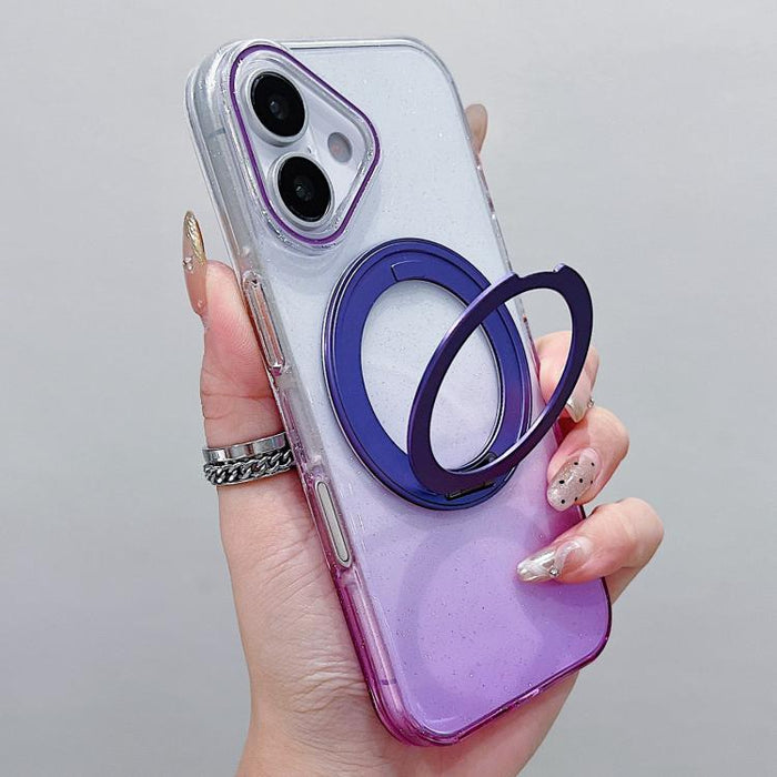 Transparent Gradient 360 Degree Rotation Holder MagSafe Phone Case, For iPhone 17 Pro Max, For iPhone 17 Pro, For iPhone 17, For iPhone Air, For iPhone 16 Pro Max, For iPhone 16 Pro, For iPhone 16 Plus, For iPhone 16