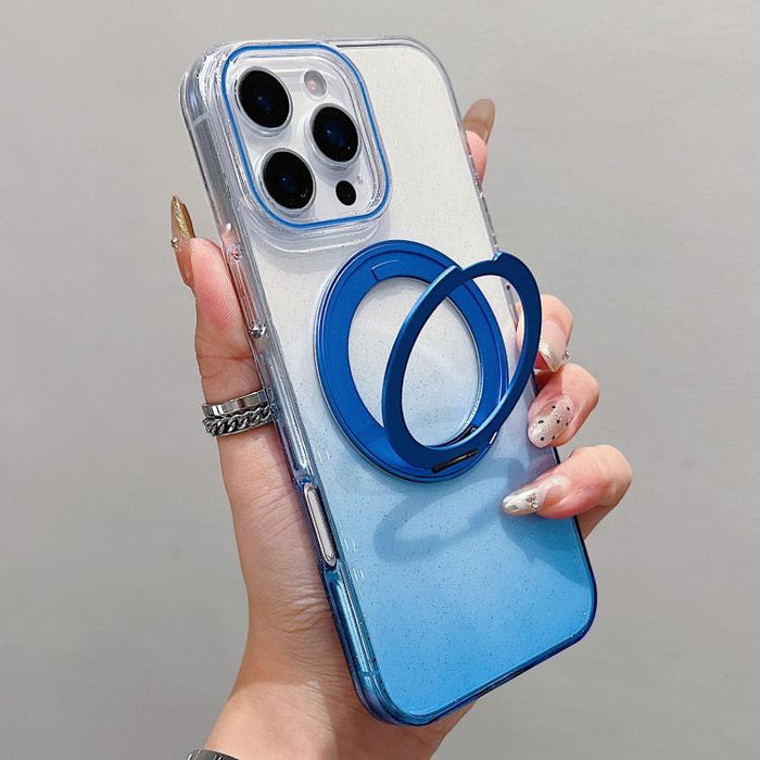 Transparent Gradient 360 Degree Rotation Holder MagSafe Phone Case, For iPhone 17 Pro Max, For iPhone 17 Pro, For iPhone 17, For iPhone Air, For iPhone 16 Pro Max, For iPhone 16 Pro, For iPhone 16 Plus, For iPhone 16