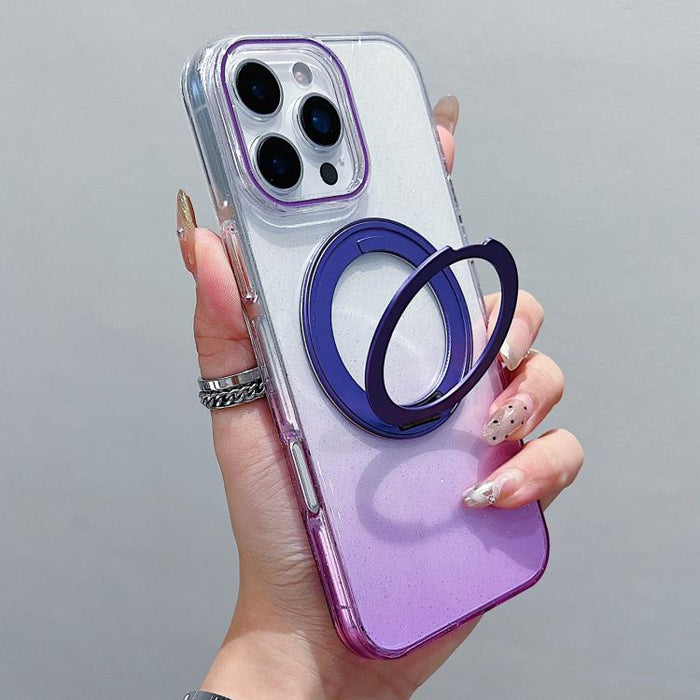 Transparent Gradient 360 Degree Rotation Holder MagSafe Phone Case, For iPhone 17 Pro Max, For iPhone 17 Pro, For iPhone 17, For iPhone Air, For iPhone 16 Pro Max, For iPhone 16 Pro, For iPhone 16 Plus, For iPhone 16