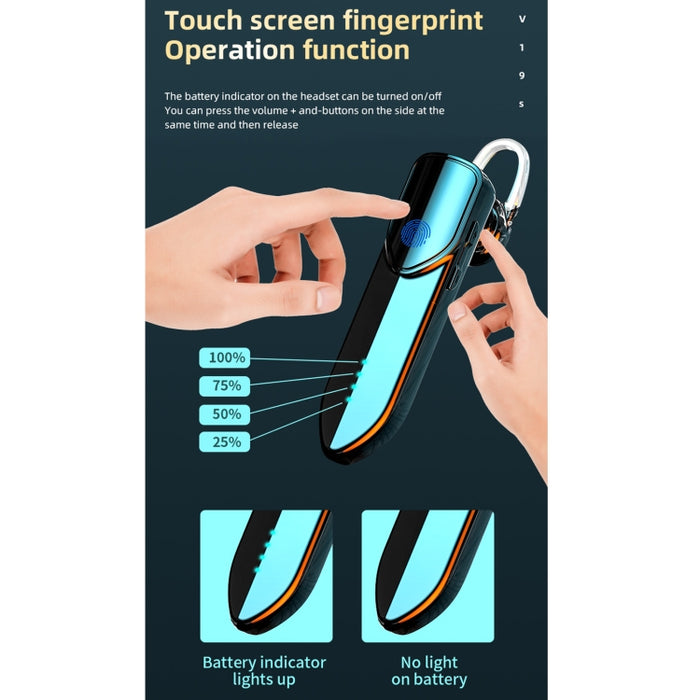 V19S Bluetooth 5.0 Business Style Fingerprint Touch Auricular Bluetooth