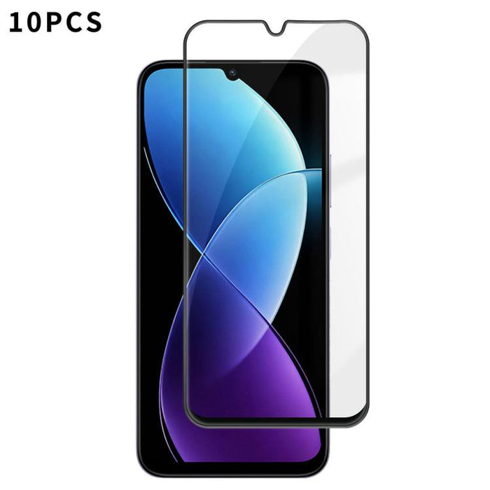 10 láminas de vidrio templado HD Kalebol de alta calidad, serigrafiadas en aluminio, con cobertura total, antihuellas y borde negro., For Redmi A7 Pro 171mm / Poco C85x 5G, For Redmi R70m 5G, For Redmi R70 5G, For Redmi Turbo 5 Pro Max / Poco X8 Pro Ma...