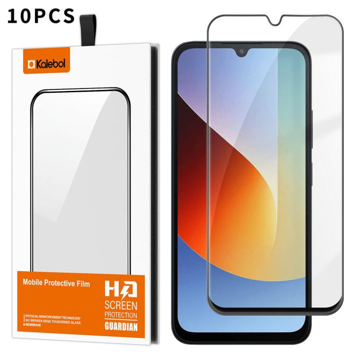 10 láminas de vidrio templado HD Kalebol de alta calidad, serigrafiadas en aluminio, con cobertura total, antihuellas y borde negro., For Redmi A7 Pro 171mm / Poco C85x 5G, For Redmi R70m 5G, For Redmi R70 5G, For Redmi Turbo 5 Pro Max / Poco X8 Pro Ma...