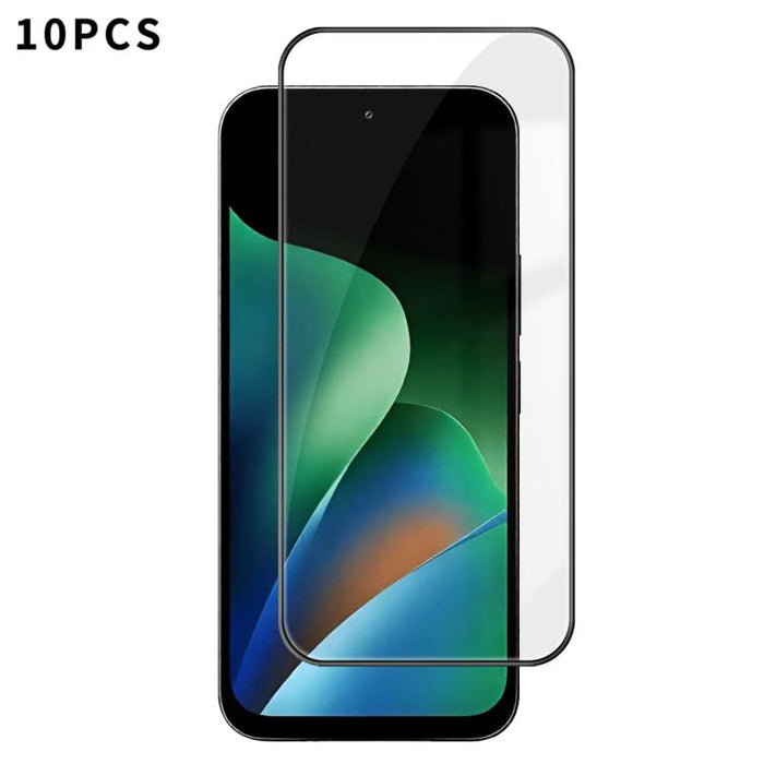 10 láminas de vidrio templado HD Kalebol de alta calidad, serigrafiadas en aluminio, con cobertura total, antihuellas y borde negro., For Redmi A7 Pro 171mm / Poco C85x 5G, For Redmi R70m 5G, For Redmi R70 5G, For Redmi Turbo 5 Pro Max / Poco X8 Pro Ma...