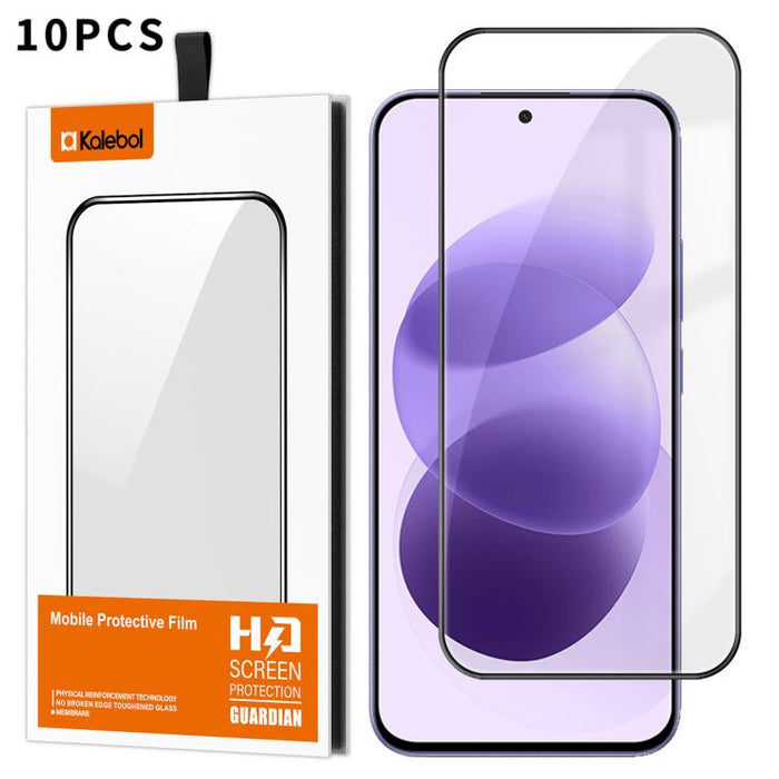 10 láminas de vidrio templado HD Kalebol de alta calidad, serigrafiadas en aluminio, con cobertura total, antihuellas y borde negro., For Redmi A7 Pro 171mm / Poco C85x 5G, For Redmi R70m 5G, For Redmi R70 5G, For Redmi Turbo 5 Pro Max / Poco X8 Pro Ma...