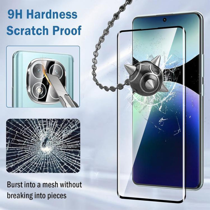 Protector de pantalla de vidrio templado HD Kalebol curvo de aluminio de alta calidad, serigrafiado, de cobertura total, antihuellas y con borde negro., For Redmi Note 15 Pro+ 5G Global 163.3mm, For Redmi Note 15 5G Global 164mm, For Xiaomi Civi 5 Pro ...