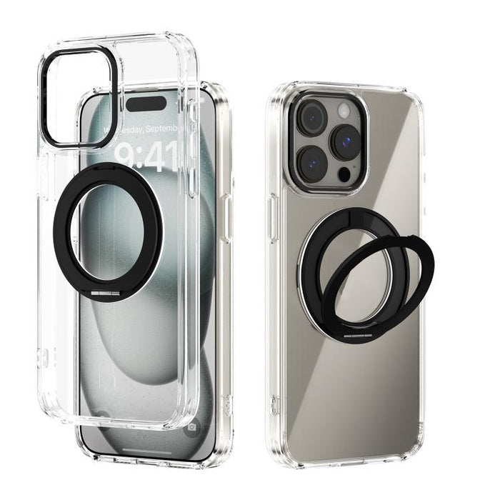 ABEEL MagSafe Q-LUCK Pivot Bracket Transparent Phone Case, For iPhone 13 Pro Max, For iPhone 13 Pro, For iPhone 13