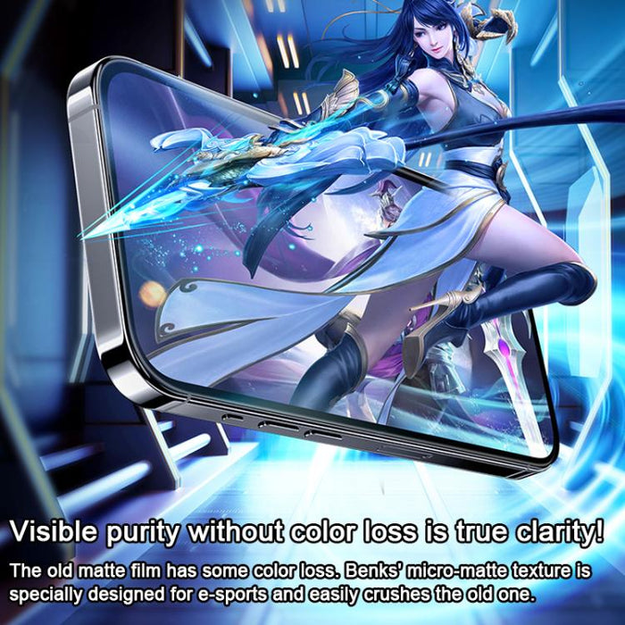 Benks Zero Curve Edge Gaming Frosted Tempered Screen Protector, For iPhone 17 Pro Max, For iPhone 17