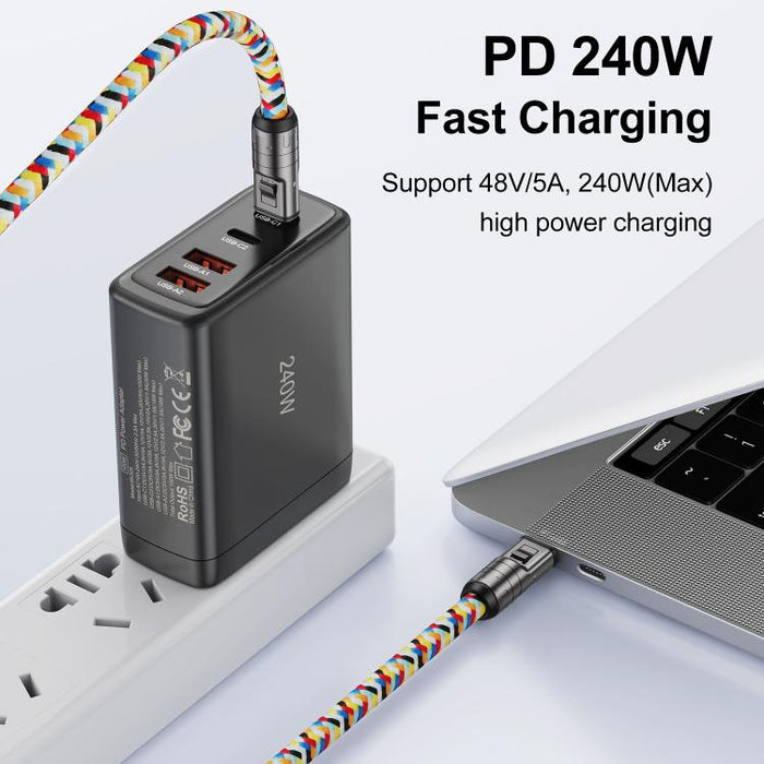 120cm 240W Type-C to Type-C Data Charging Cable Crossbody Phone Lanyard, 120cm