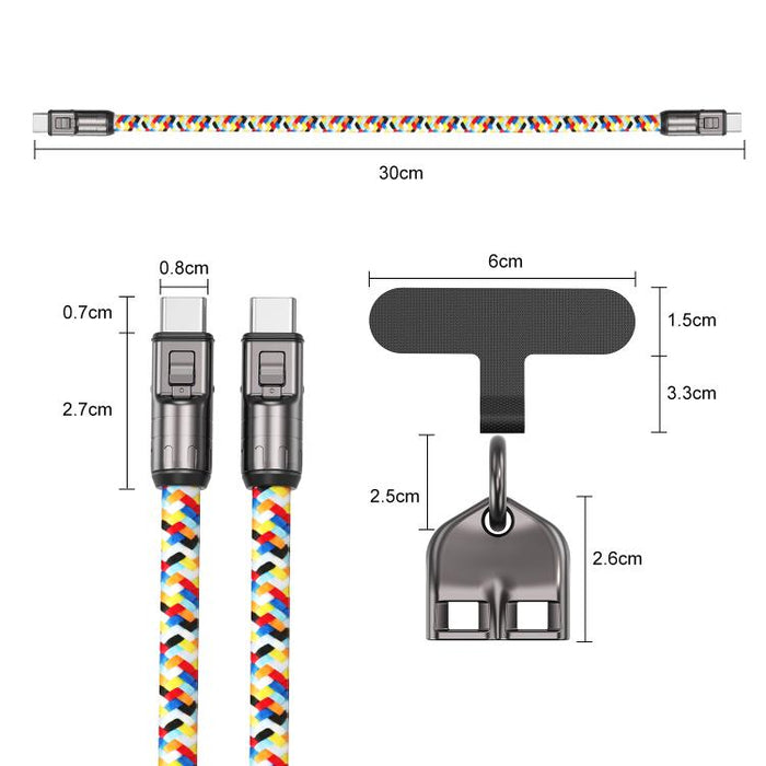 30cm 240W Type-C to Type-C Data Charging Cable Phone Anti-lost Wrist Short Strap, 30cm