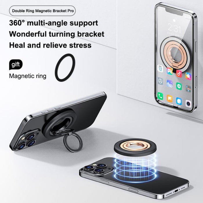 360 Degree Rotation Double Ring Magnetic MagSafe Phone Holder