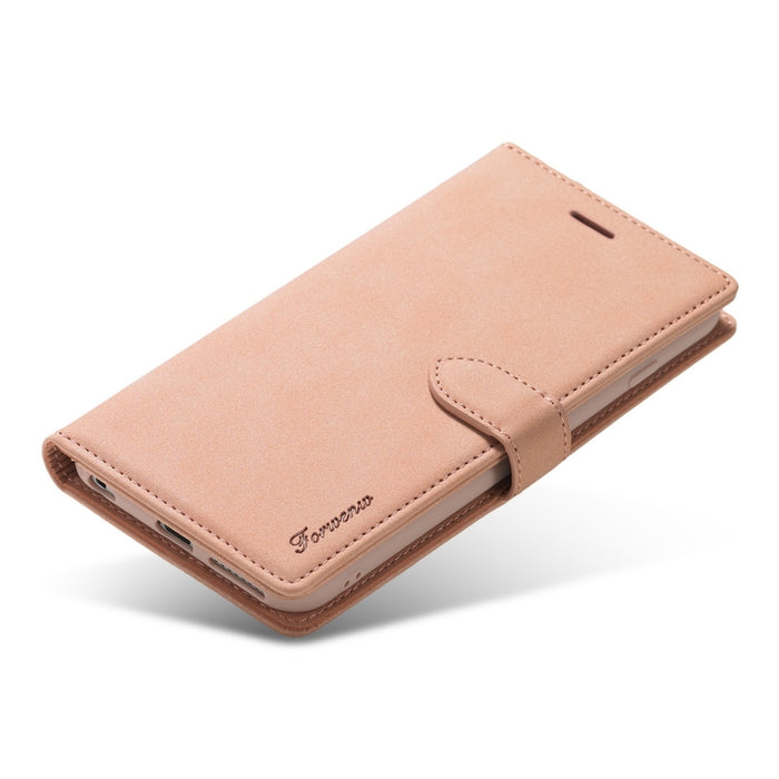 Forwenw F1 Series Matte Strong Magnetism Funda de cuero con tapa horizontal con soporte y ranuras para tarjetas y billetera y marco de fotos