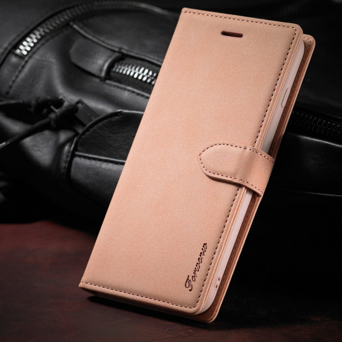 Forwenw F1 Series Matte Strong Magnetism Funda de cuero con tapa horizontal con soporte y ranuras para tarjetas y billetera y marco de fotos
