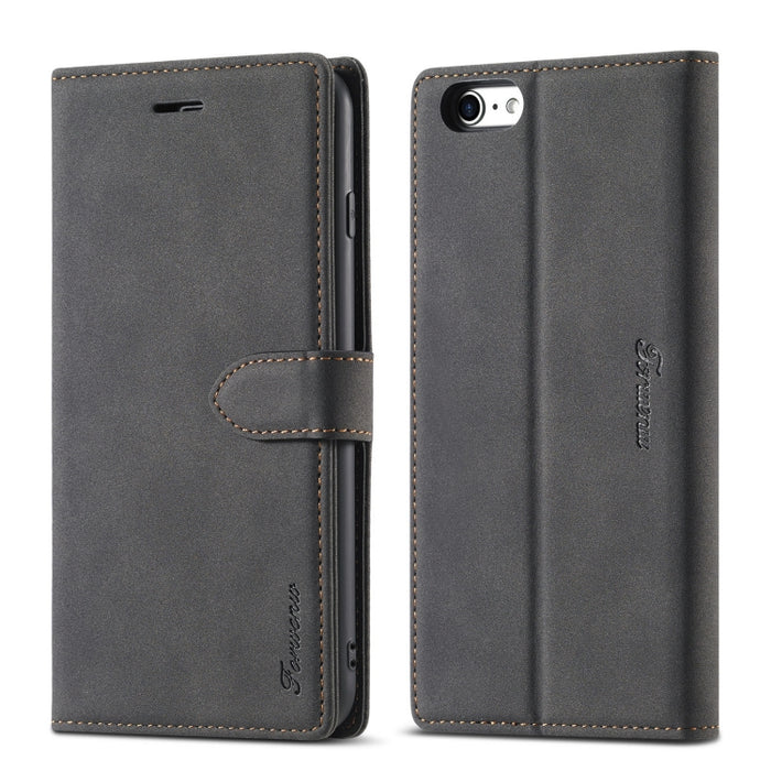 Forwenw F1 Series Matte Strong Magnetism Funda de cuero con tapa horizontal con soporte y ranuras para tarjetas y billetera y marco de fotos