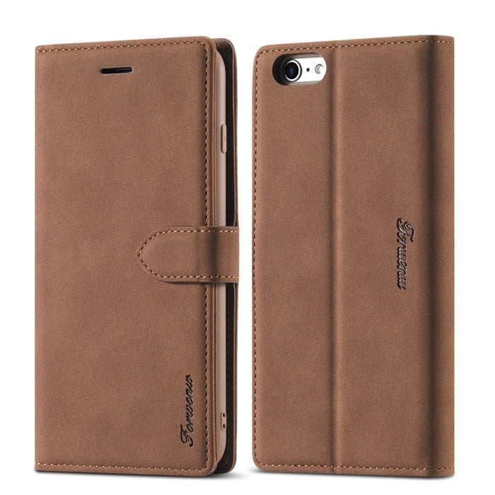 Forwenw F1 Series Matte Strong Magnetism Funda de cuero con tapa horizontal con soporte y ranuras para tarjetas y billetera y marco de fotos