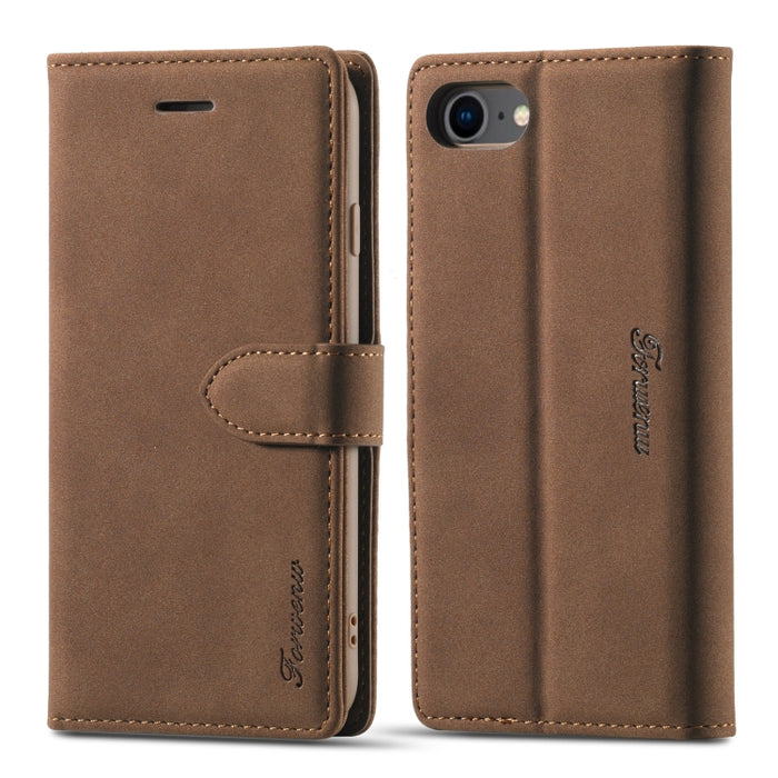 Forwenw F1 Series Matte Strong Magnetism Funda de cuero con tapa horizontal con soporte y ranuras para tarjetas y billetera y marco de fotos