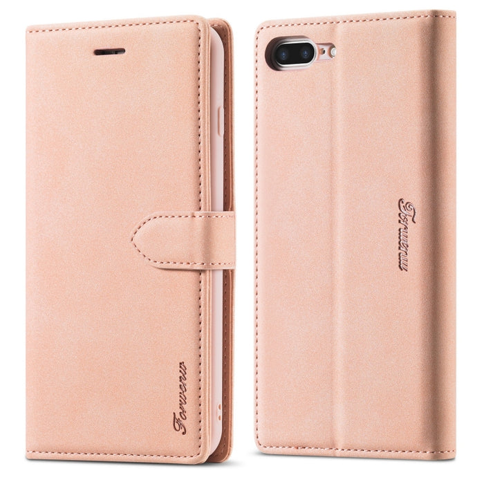 Forwenw F1 Series Matte Strong Magnetism Funda de cuero con tapa horizontal con soporte y ranuras para tarjetas y billetera y marco de fotos