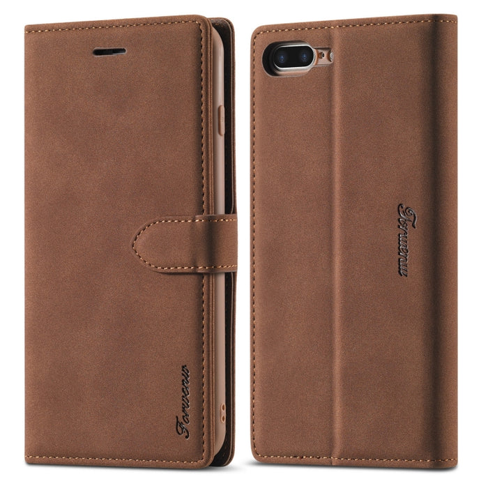 Forwenw F1 Series Matte Strong Magnetism Funda de cuero con tapa horizontal con soporte y ranuras para tarjetas y billetera y marco de fotos