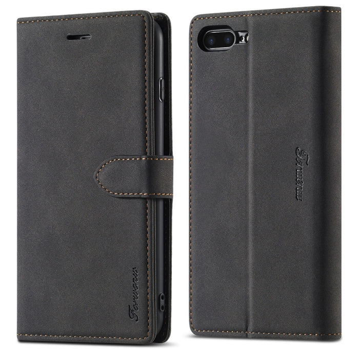 Forwenw F1 Series Matte Strong Magnetism Funda de cuero con tapa horizontal con soporte y ranuras para tarjetas y billetera y marco de fotos