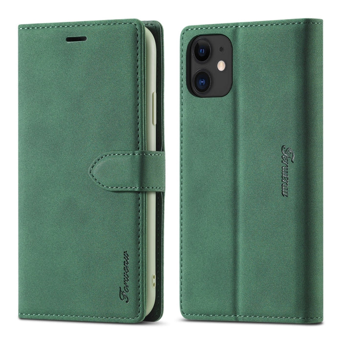 Forwenw F1 Series Matte Strong Magnetism Funda de cuero con tapa horizontal con soporte y ranuras para tarjetas y billetera y marco de fotos