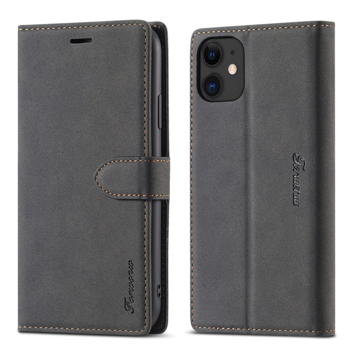 Forwenw F1 Series Matte Strong Magnetism Funda de cuero con tapa horizontal con soporte y ranuras para tarjetas y billetera y marco de fotos
