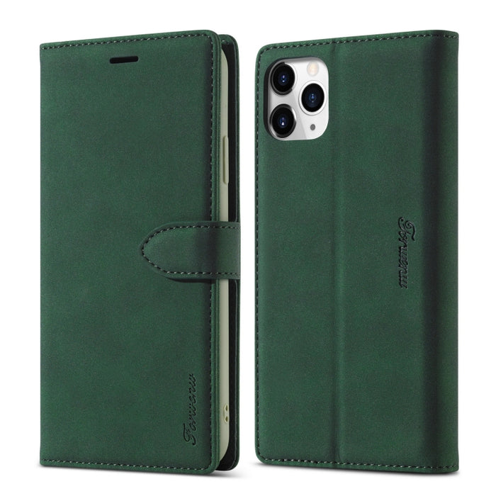 Forwenw F1 Series Matte Strong Magnetism Funda de cuero con tapa horizontal con soporte y ranuras para tarjetas y billetera y marco de fotos