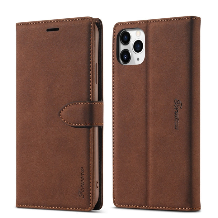 Forwenw F1 Series Matte Strong Magnetism Funda de cuero con tapa horizontal con soporte y ranuras para tarjetas y billetera y marco de fotos