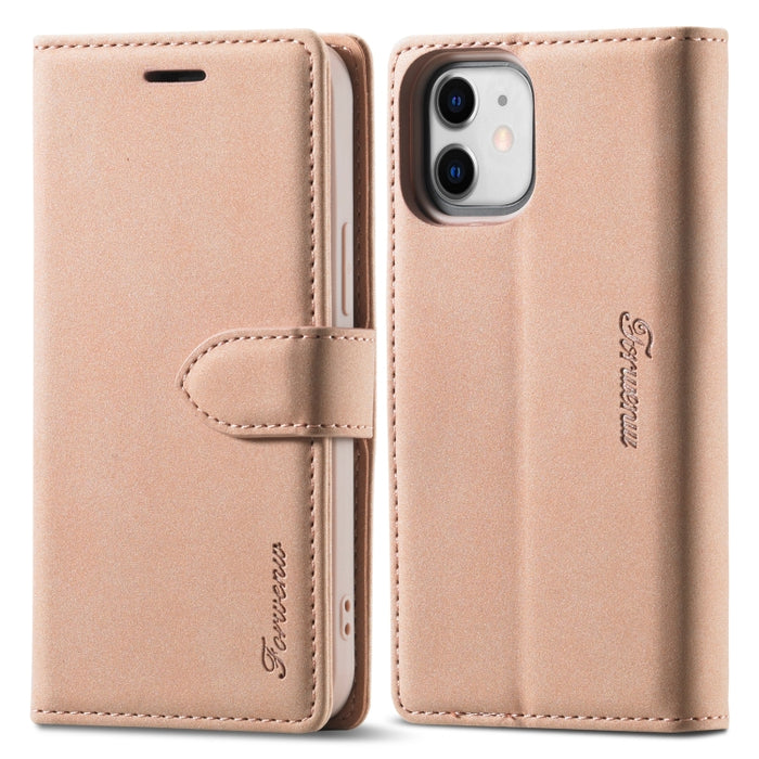 Forwenw F1 Series Matte Strong Magnetism Funda de cuero con tapa horizontal con soporte y ranuras para tarjetas y billetera y marco de fotos