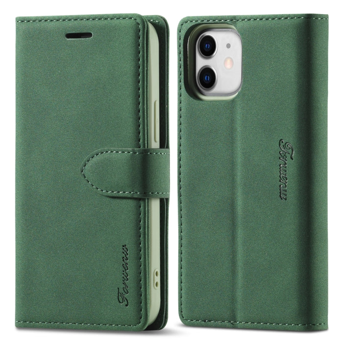 Forwenw F1 Series Matte Strong Magnetism Funda de cuero con tapa horizontal con soporte y ranuras para tarjetas y billetera y marco de fotos