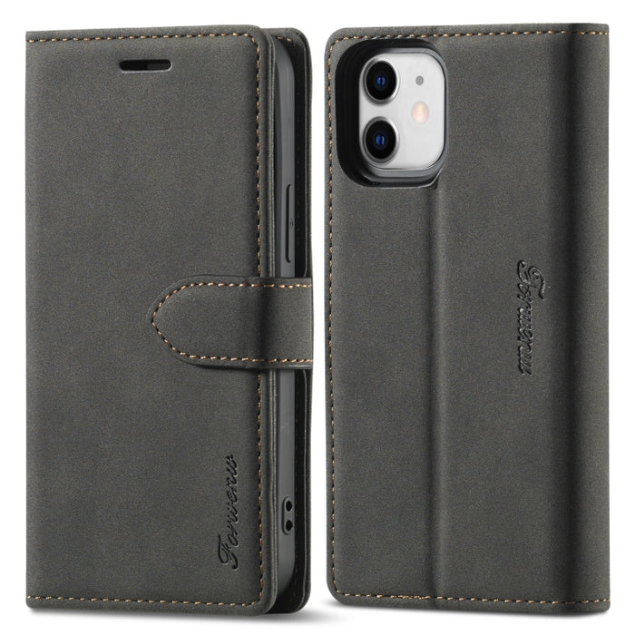 Forwenw F1 Series Matte Strong Magnetism Funda de cuero con tapa horizontal con soporte y ranuras para tarjetas y billetera y marco de fotos