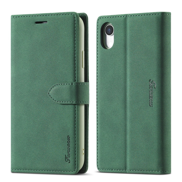 Forwenw F1 Series Matte Strong Magnetism Funda de cuero con tapa horizontal con soporte y ranuras para tarjetas y billetera y marco de fotos