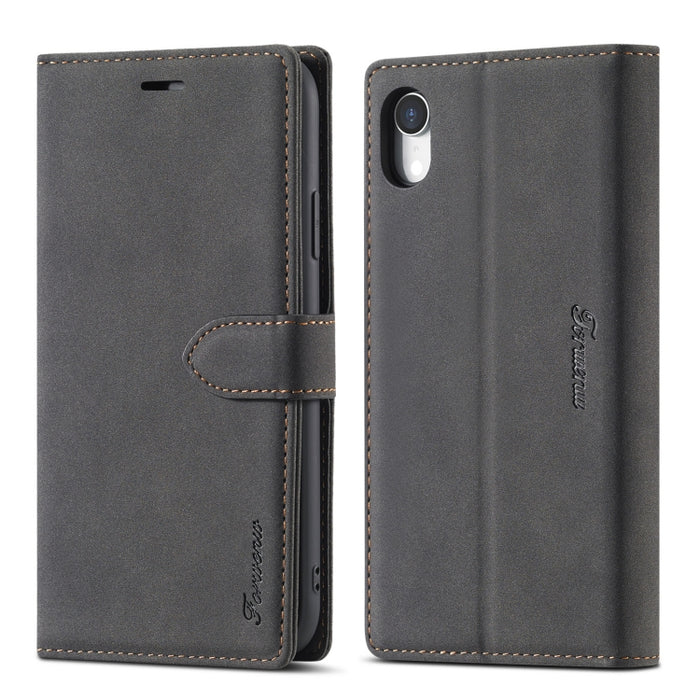 Forwenw F1 Series Matte Strong Magnetism Funda de cuero con tapa horizontal con soporte y ranuras para tarjetas y billetera y marco de fotos