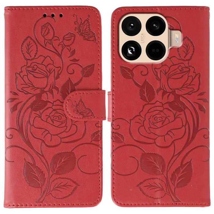 Funda de teléfono de piel con relieve de mariposa rosa, For Xiaomi 17 Pro, For Xiaomi 17, For Xiaomi 15T Pro 5G, For Xiaomi 15T 5G