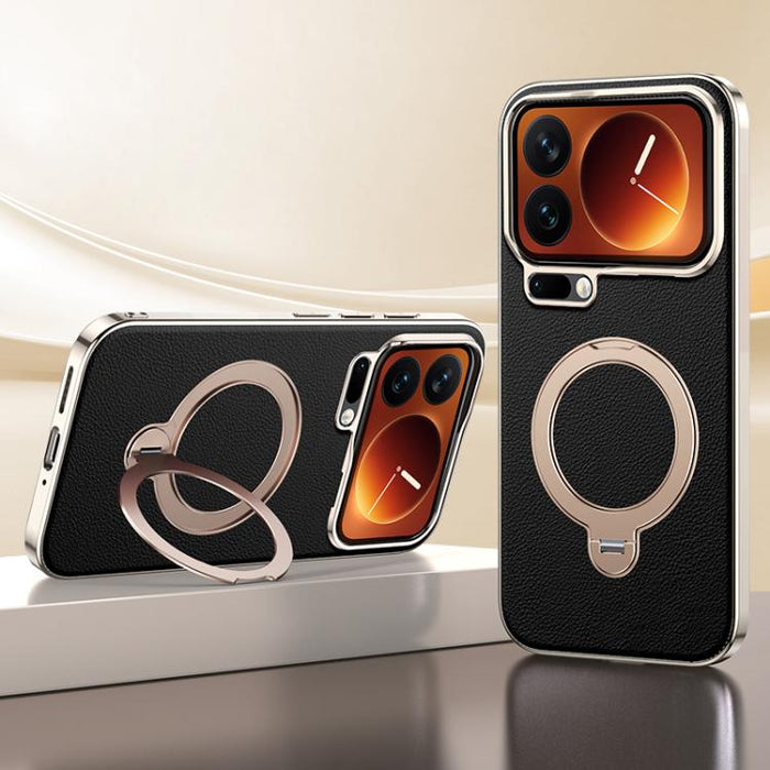 Funda para teléfono MagSafe con textura de cuero y tacto agradable, con sistema de refrigeración y soporte giratorio de 360 grados., For Xiaomi 17 Pro Max, For Xiaomi 17 Pro, For Xiaomi 17