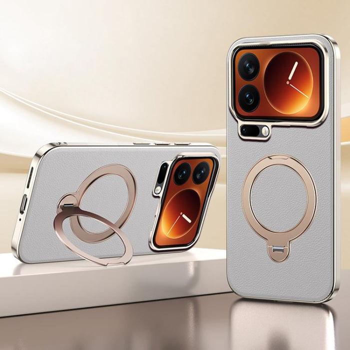 Funda para teléfono MagSafe con textura de cuero y tacto agradable, con sistema de refrigeración y soporte giratorio de 360 grados., For Xiaomi 17 Pro Max, For Xiaomi 17 Pro, For Xiaomi 17