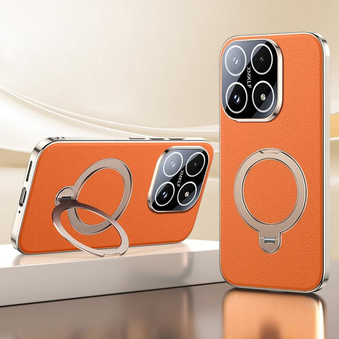 Funda para teléfono MagSafe con textura de cuero y tacto agradable, con sistema de refrigeración y soporte giratorio de 360 grados., For Xiaomi 17 Pro Max, For Xiaomi 17 Pro, For Xiaomi 17