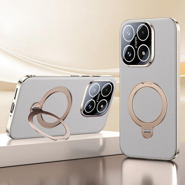 Funda para teléfono MagSafe con textura de cuero y tacto agradable, con sistema de refrigeración y soporte giratorio de 360 grados., For Xiaomi 17 Pro Max, For Xiaomi 17 Pro, For Xiaomi 17