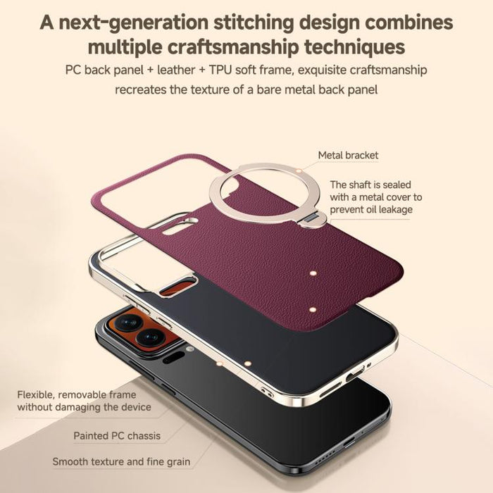 Funda para teléfono MagSafe con textura de cuero y tacto agradable, con sistema de refrigeración y soporte giratorio de 360 grados., For Xiaomi 17 Pro Max, For Xiaomi 17 Pro, For Xiaomi 17