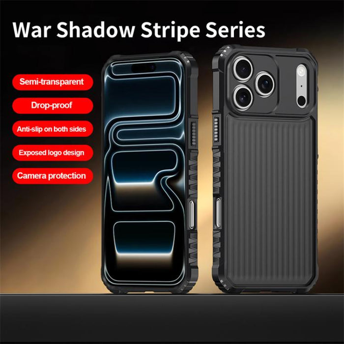 War Shadow Stripe Series Airbag Frosted Shockproof Phone Case, For iPhone 17 Pro Max, For iPhone 17 Pro