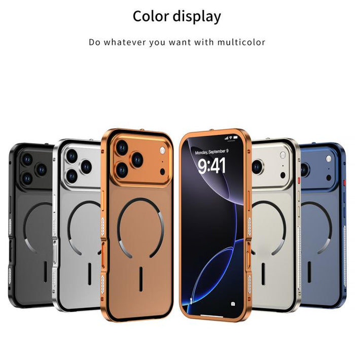 Single-sided Snap Buckle Metal Frame Frosted MagSafe Phone Case, For iPhone Air