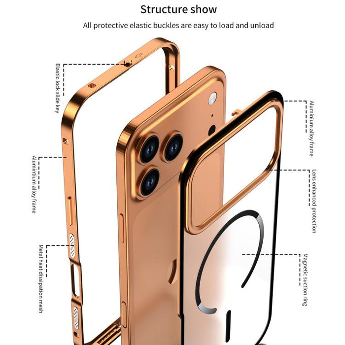 Single-sided Snap Buckle Metal Frame Frosted MagSafe Phone Case, For iPhone Air