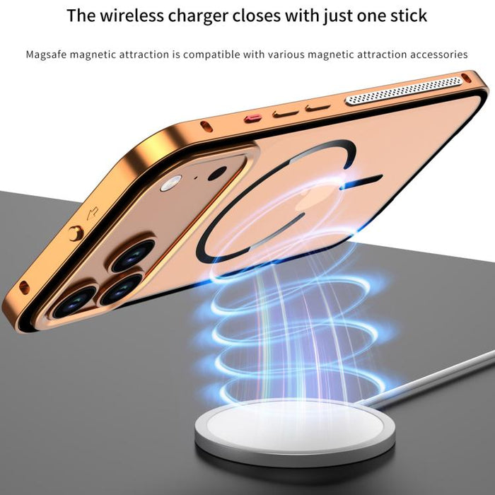 Single-sided Snap Buckle Metal Frame Frosted MagSafe Phone Case, For iPhone Air
