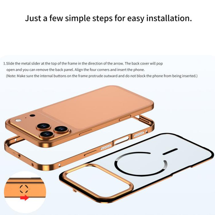 Single-sided Snap Buckle Metal Frame Frosted MagSafe Phone Case, For iPhone Air