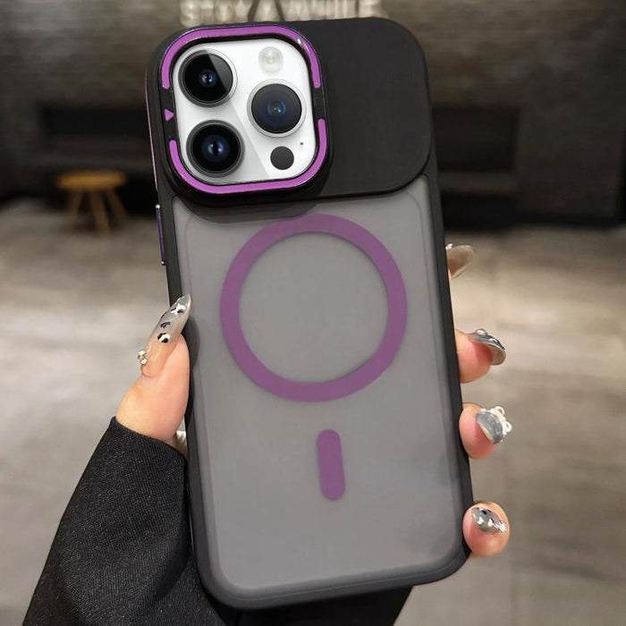 Skin Feel Frosted Metal Lens Holder MagSafe Magnetic Phone Case, For iPhone 14 Pro Max, For iPhone 13 Pro Max, For iPhone 13 Pro, For iPhone 13, For iPhone 12, For iPhone 12 Pro Max, For iPhone 12 Pro, For iPhone 11