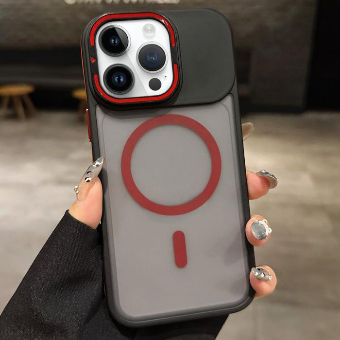 Skin Feel Frosted Metal Lens Holder MagSafe Magnetic Phone Case, For iPhone 14 Pro Max, For iPhone 13 Pro Max, For iPhone 13 Pro, For iPhone 13, For iPhone 12, For iPhone 12 Pro Max, For iPhone 12 Pro, For iPhone 11