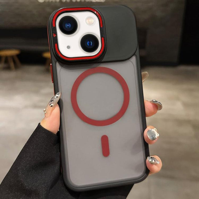 Skin Feel Frosted Metal Lens Holder MagSafe Magnetic Phone Case, For iPhone 14 Pro Max, For iPhone 13 Pro Max, For iPhone 13 Pro, For iPhone 13, For iPhone 12, For iPhone 12 Pro Max, For iPhone 12 Pro, For iPhone 11