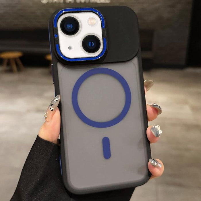 Skin Feel Frosted Metal Lens Holder MagSafe Magnetic Phone Case, For iPhone 14 Pro Max, For iPhone 13 Pro Max, For iPhone 13 Pro, For iPhone 13, For iPhone 12, For iPhone 12 Pro Max, For iPhone 12 Pro, For iPhone 11