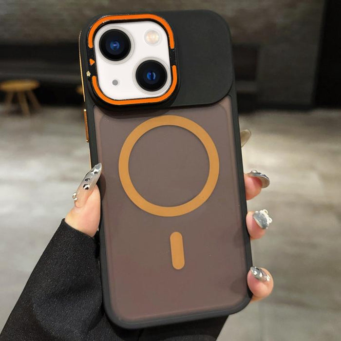 Skin Feel Frosted Metal Lens Holder MagSafe Magnetic Phone Case, For iPhone 14 Pro Max, For iPhone 13 Pro Max, For iPhone 13 Pro, For iPhone 13, For iPhone 12, For iPhone 12 Pro Max, For iPhone 12 Pro, For iPhone 11