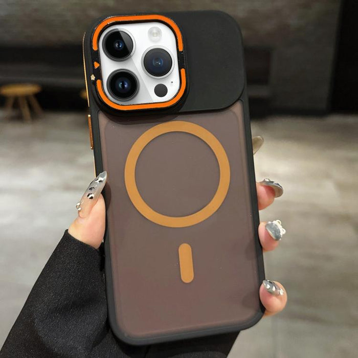 Skin Feel Frosted Metal Lens Holder MagSafe Magnetic Phone Case, For iPhone 14 Pro Max, For iPhone 13 Pro Max, For iPhone 13 Pro, For iPhone 13, For iPhone 12, For iPhone 12 Pro Max, For iPhone 12 Pro, For iPhone 11