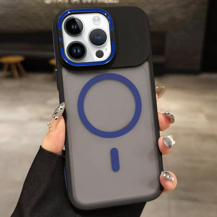 Skin Feel Frosted Metal Lens Holder MagSafe Magnetic Phone Case, For iPhone 14 Pro Max, For iPhone 13 Pro Max, For iPhone 13 Pro, For iPhone 13, For iPhone 12, For iPhone 12 Pro Max, For iPhone 12 Pro, For iPhone 11