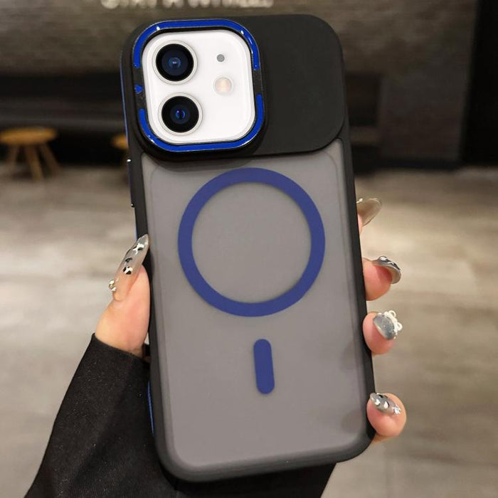 Skin Feel Frosted Metal Lens Holder MagSafe Magnetic Phone Case, For iPhone 14 Pro Max, For iPhone 13 Pro Max, For iPhone 13 Pro, For iPhone 13, For iPhone 12, For iPhone 12 Pro Max, For iPhone 12 Pro, For iPhone 11